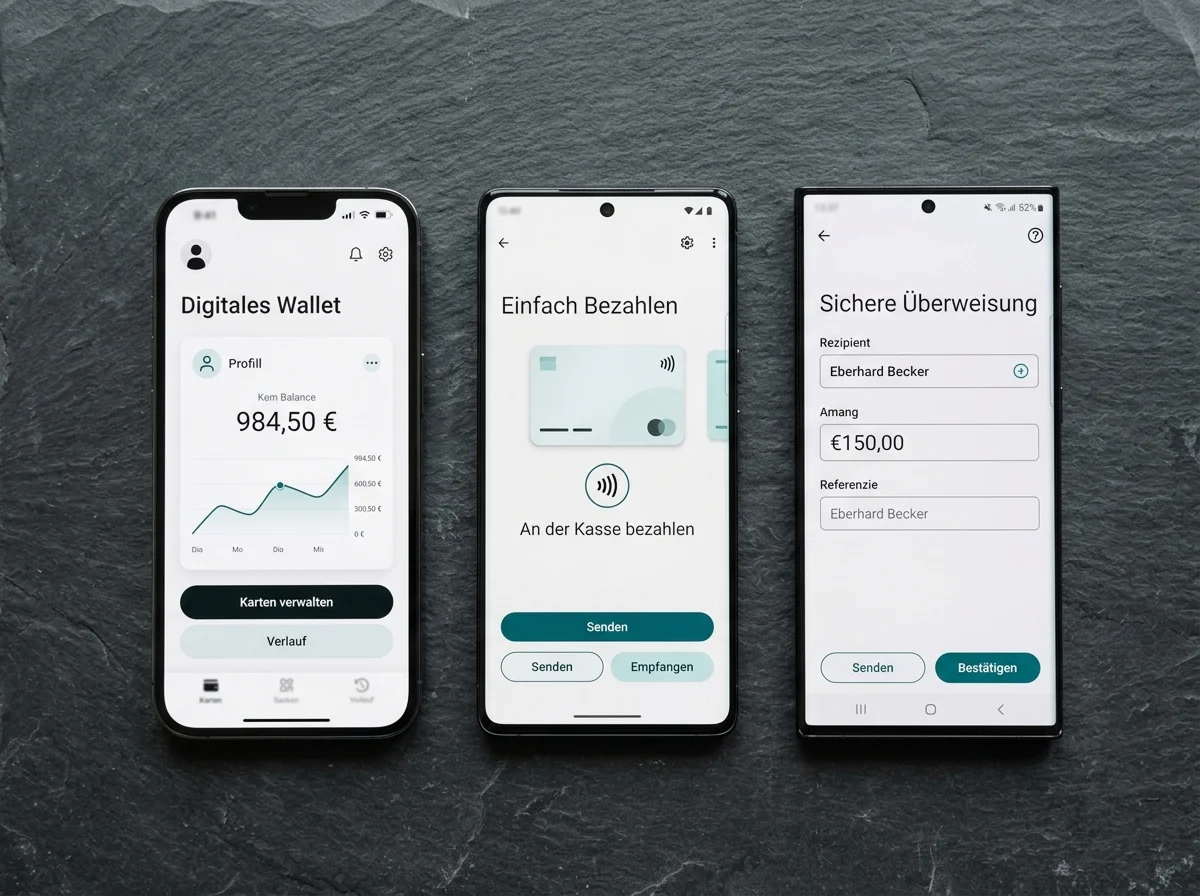 Verschiedene Online-Banking-Zahlungsmethoden nebeneinander als Alternativen zur Sofortüberweisung