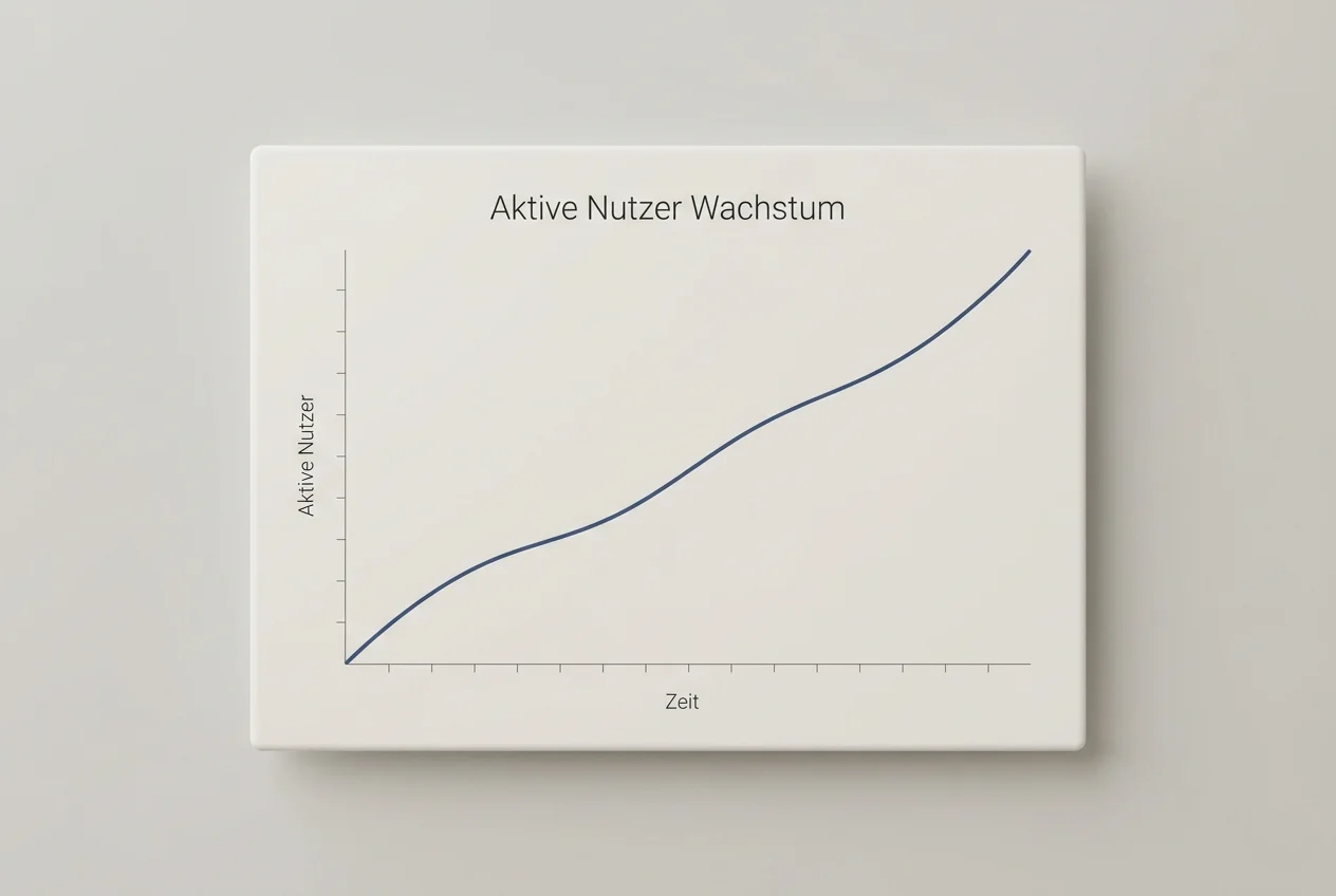 Schlichtes Liniendiagramm mit steigendem Verlauf der Nutzerzahlen