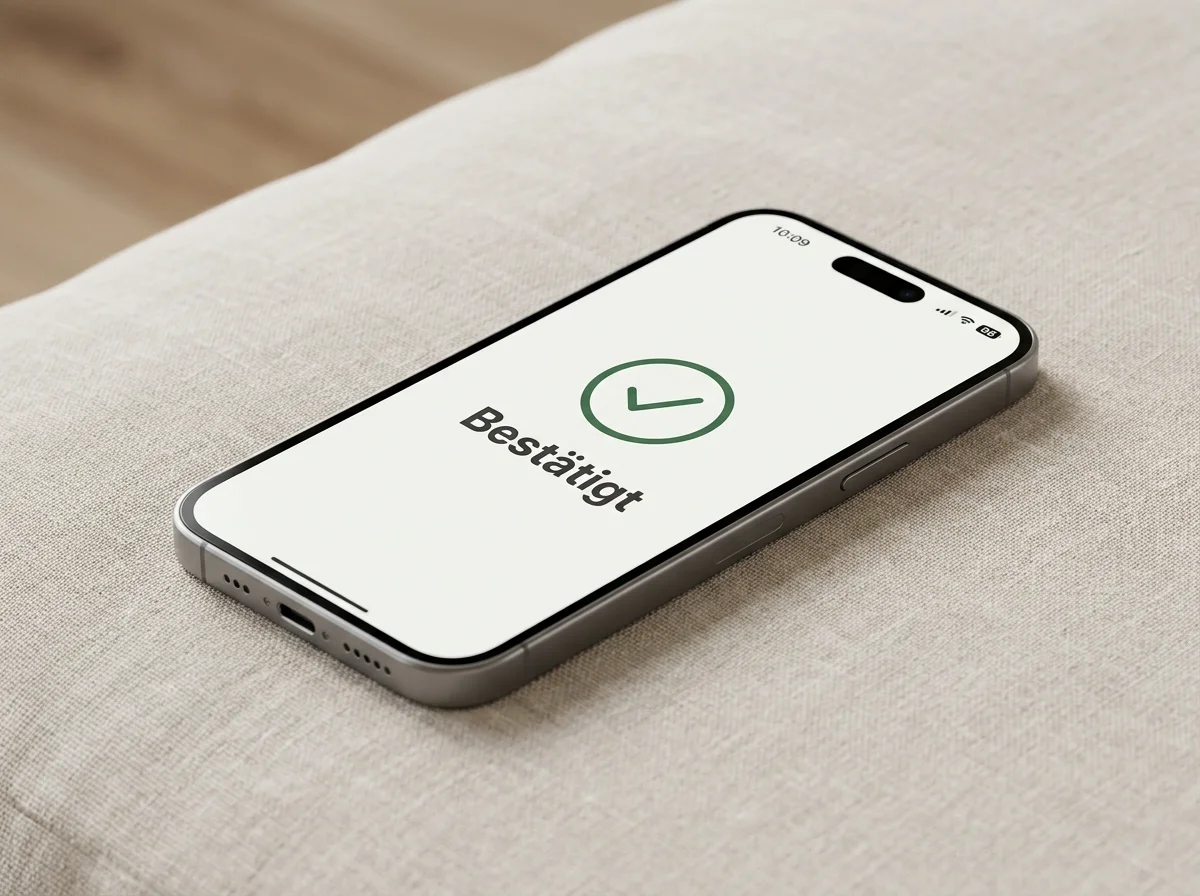 Symbolische Darstellung des Komforts einer App-Freigabe bei der Überweisung
