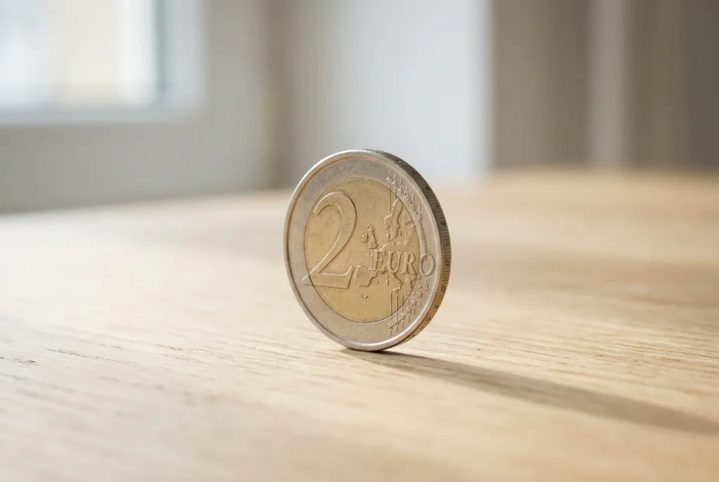 Symbolische Darstellung eines kleinen Euro-Betrags als niedrige Mindesteinzahlung