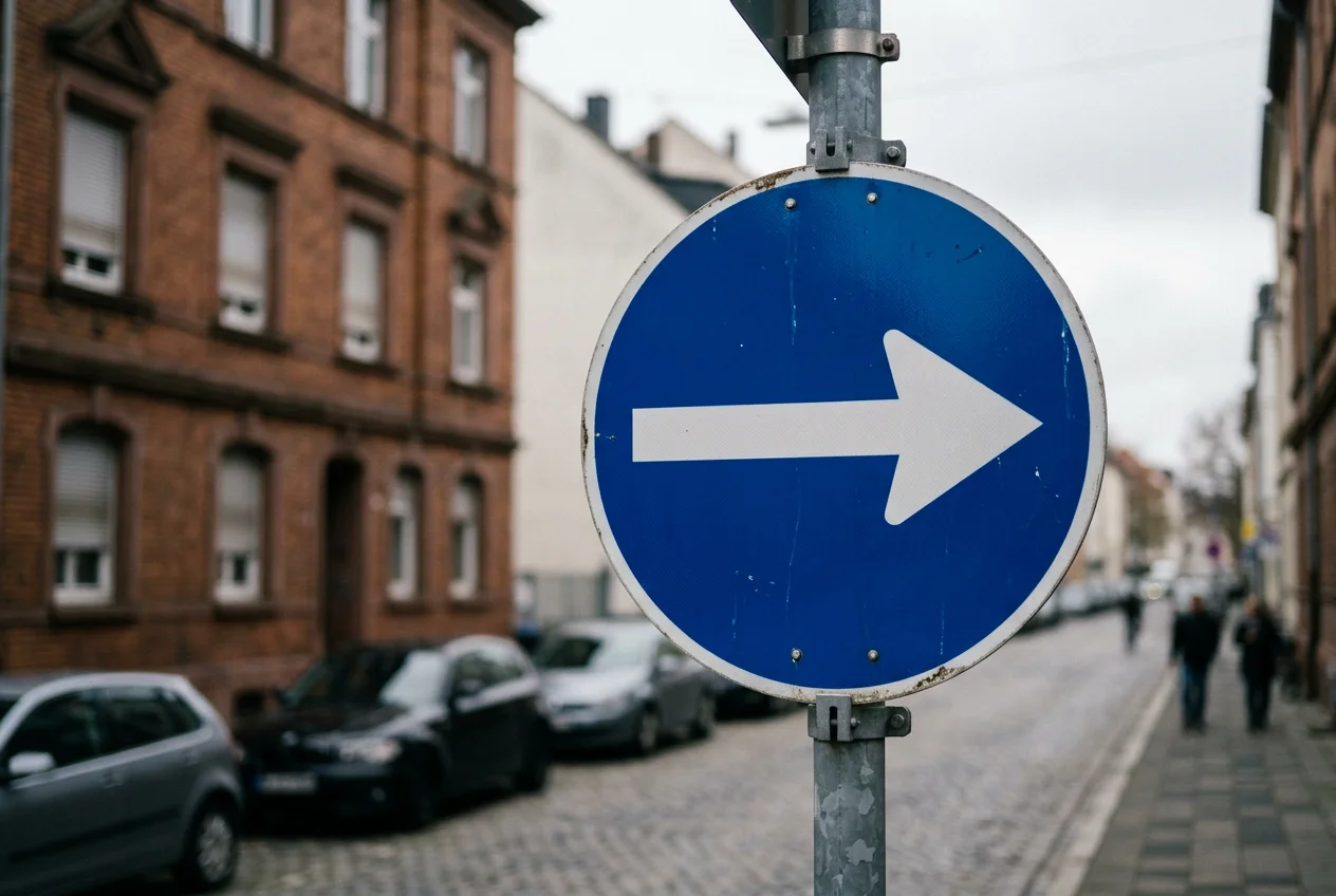 Einbahnstraßenschild als Sinnbild für die nur in eine Richtung mögliche Sofort-Zahlung