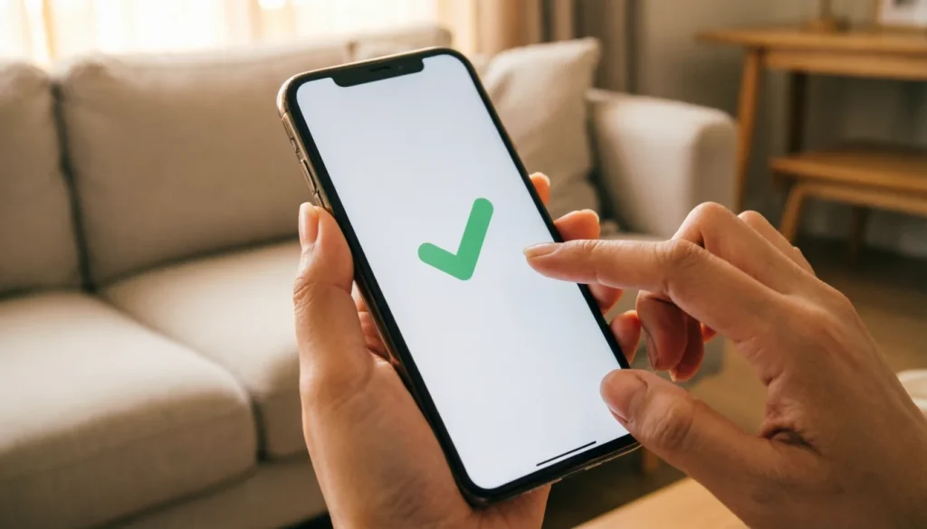 Hand bestätigt am Smartphone eine Zahlung, die sofort gutgeschrieben wird
