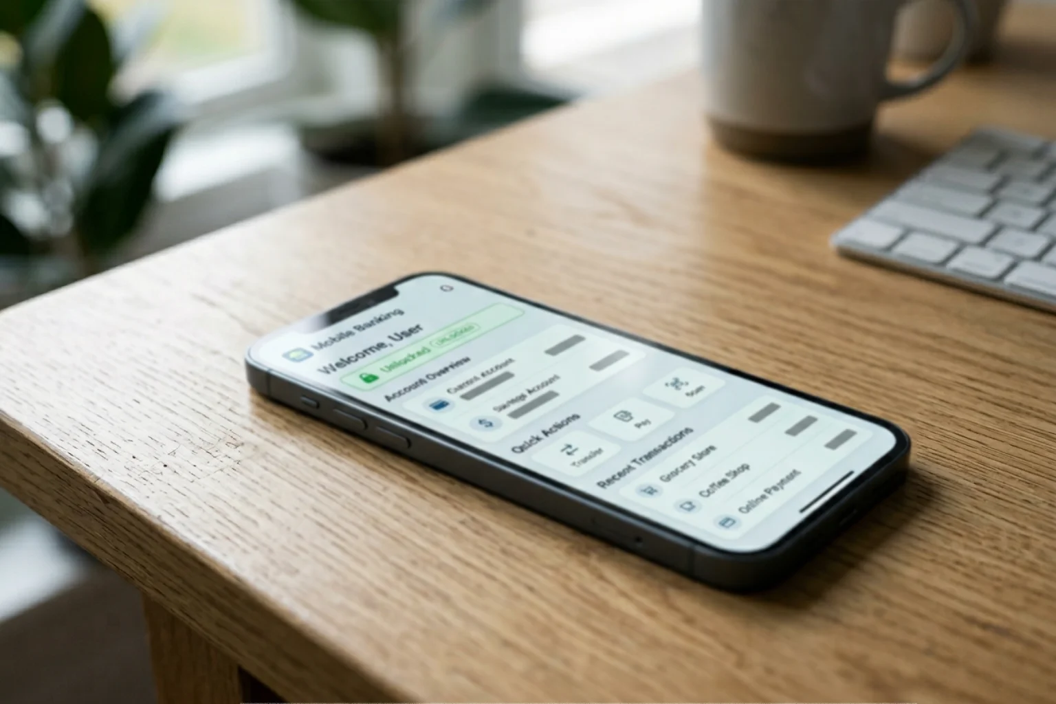 Smartphone zeigt ein freigeschaltetes Online-Banking als Voraussetzung