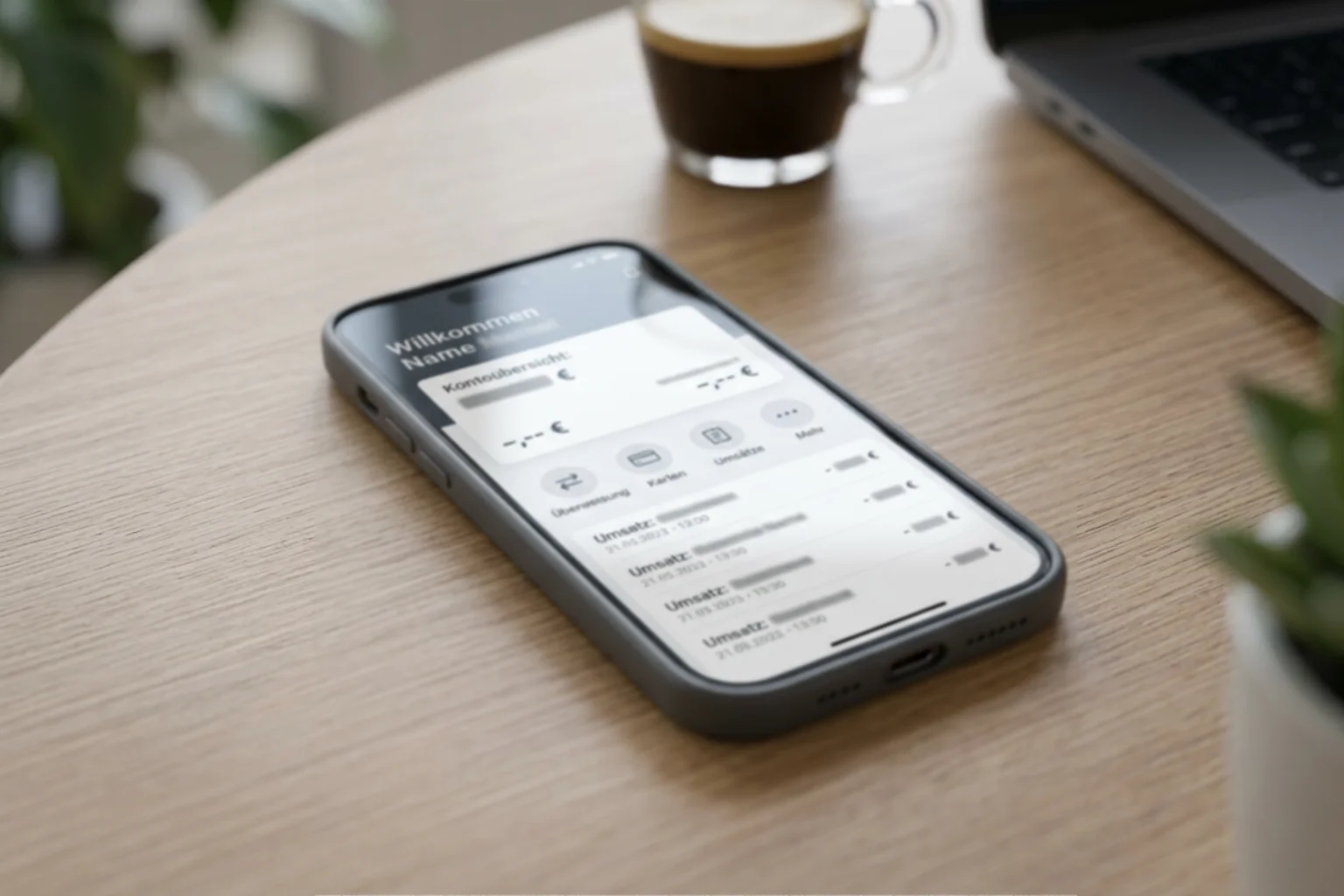 Smartphone zeigt eine vertraute Online-Banking-Umgebung für giropay