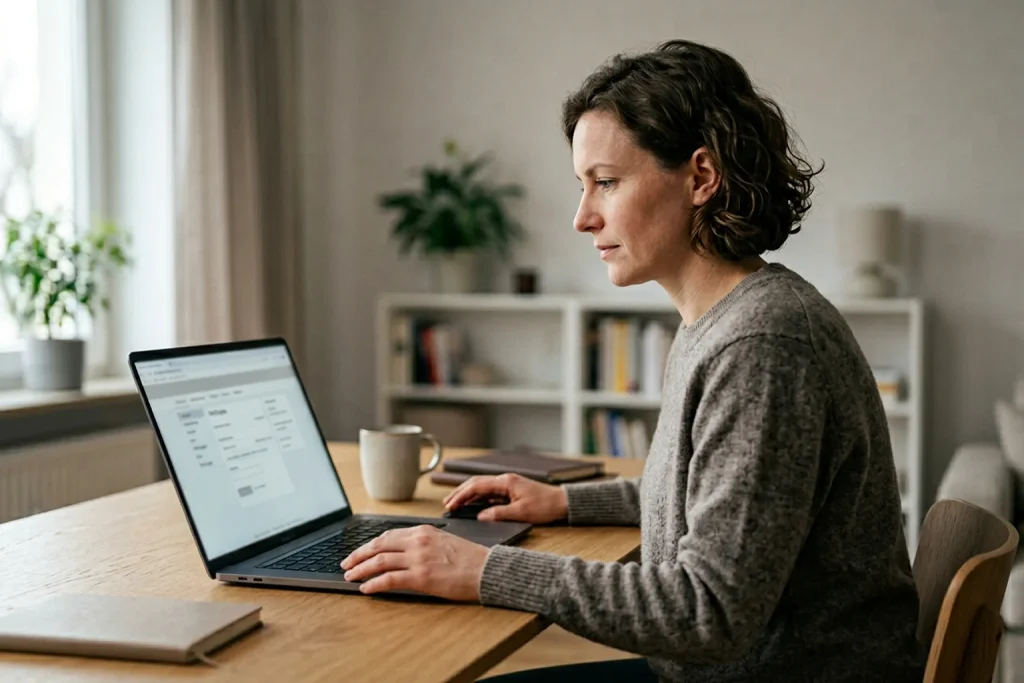 Person nutzt am Laptop eine deutsche Online-Banking-Oberfläche für eine Einzahlung