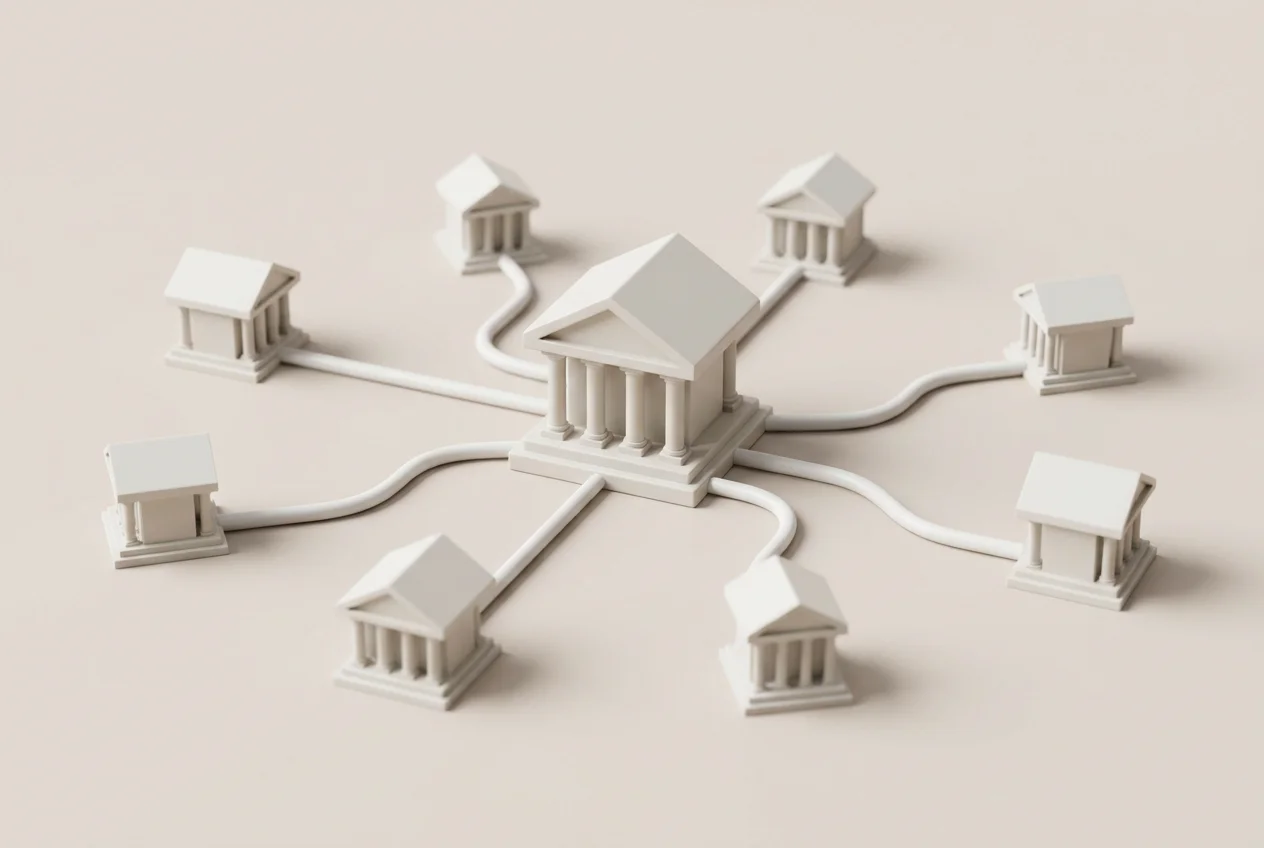 Symbolische Verbindung zwischen mehreren Banken als gemeinsame Initiative
