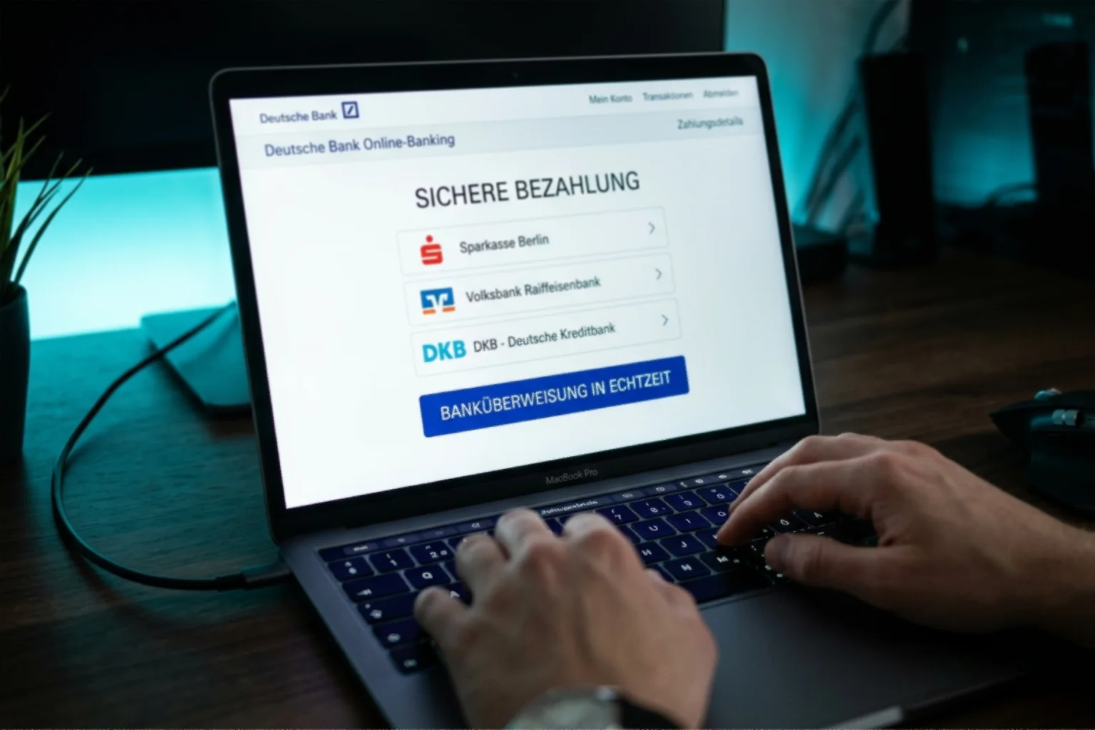 giropay-Auswahl als deutsche Banküberweisungslösung mit vertrautem Online-Banking-Ablauf im Casino