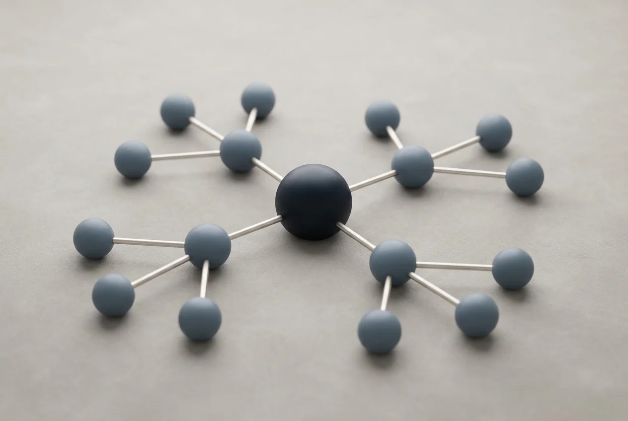 Schematisches Netzwerk wachsender Händlerverbindungen