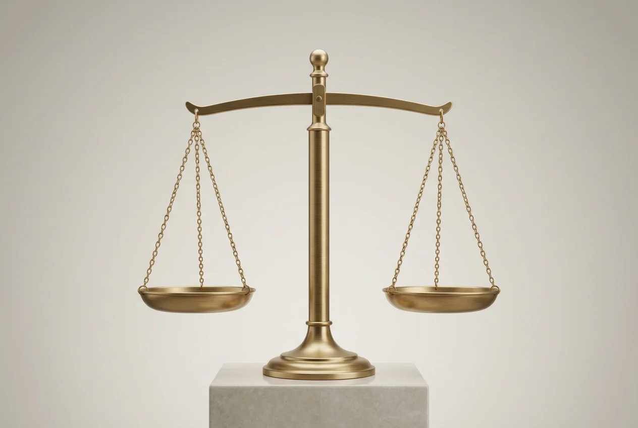 Symbolische Waage als Sinnbild für das Abwägen von Risiko und Nutzen