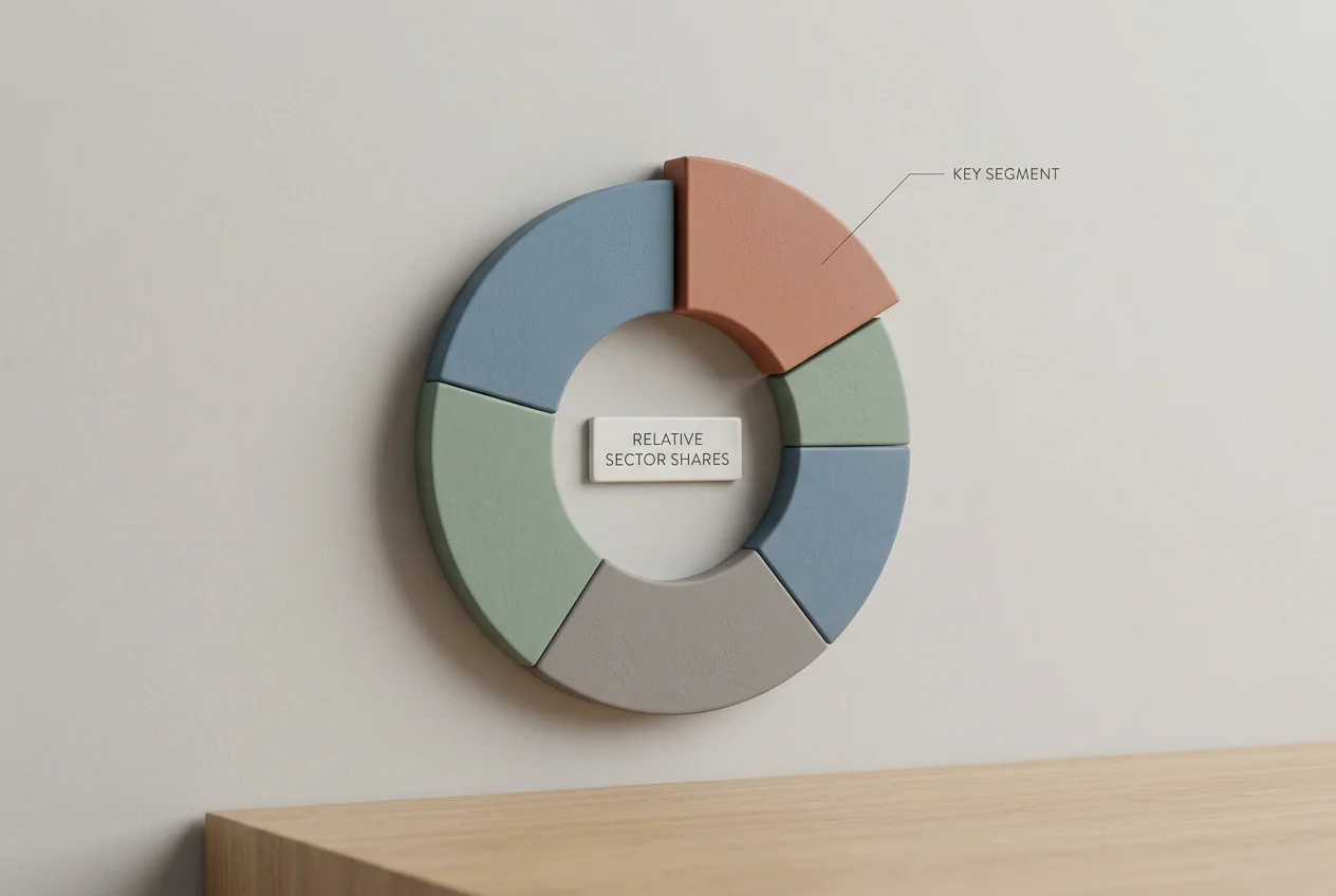 Schlichtes Kreisdiagramm, das einen abgegrenzten Anteil hervorhebt