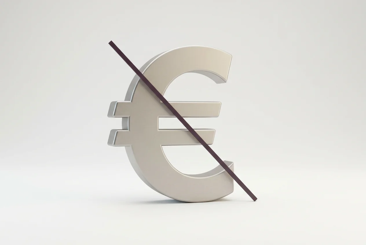 Symbolische Darstellung einer gebührenfreien Einzahlung mit einem durchgestrichenen Euro-Zeichen